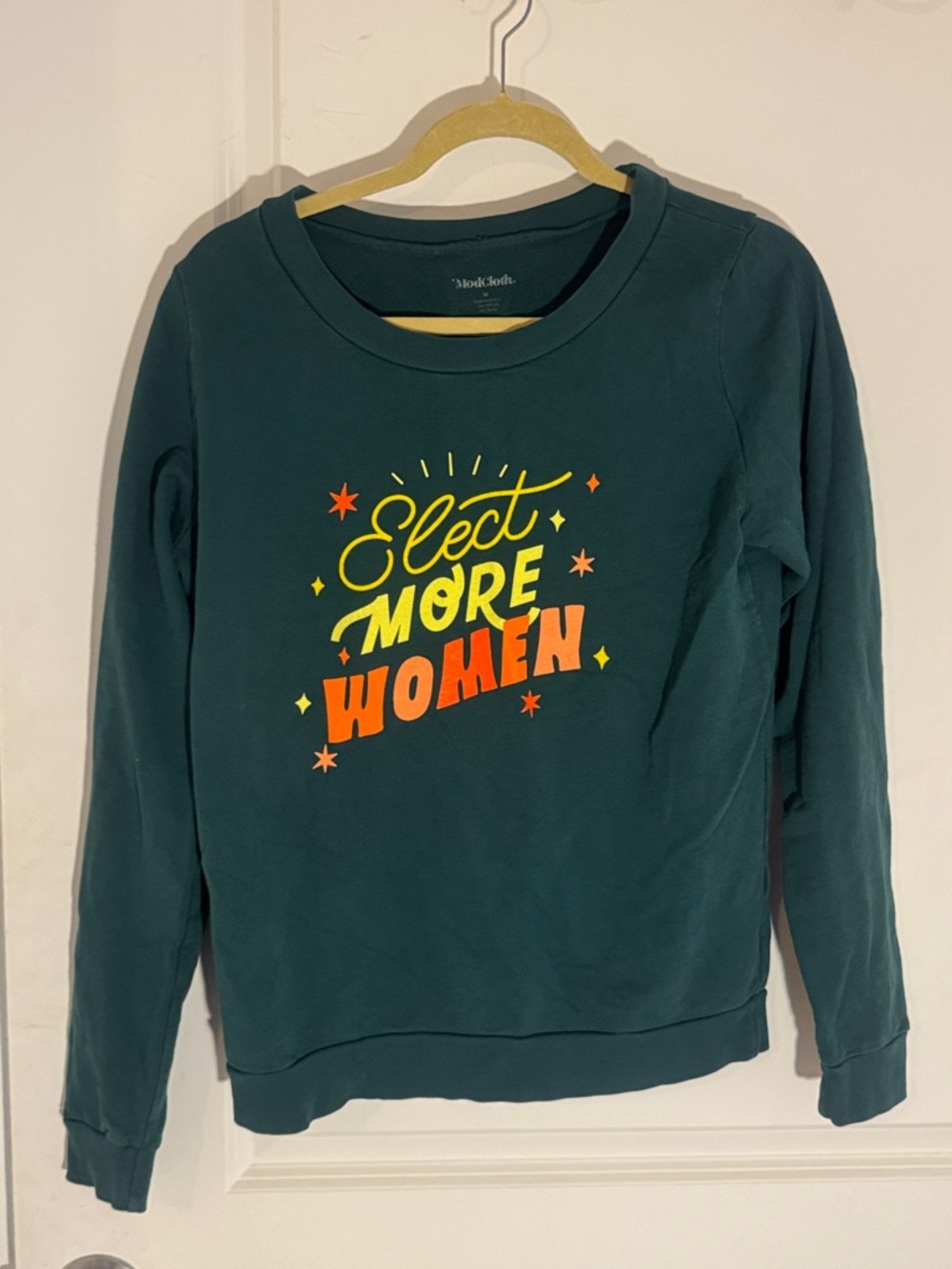 Modcloth Teal Ribbed Crewneck Sweatshirt